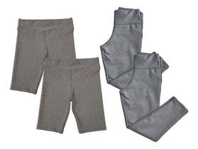 Kit 2 Calças Legging + 2 Shorts Legging Infantil Escolar