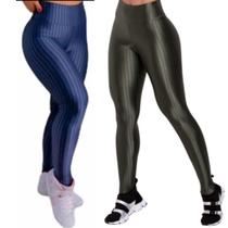Kit 2 Calças Legging Cirre 3D Academia Feminina Veste M36 G38e40 GG42