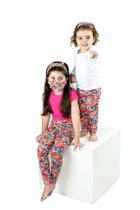 Kit 2 calças legging com faixa de cabelo infantil tamanho 10
