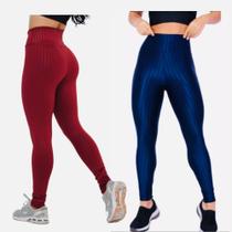 Kit 2 Calças Legging Feminina 3 D fitness levanta Empina Bumbum -Cintura Alta Kit 2 Calças Legging Feminina 3 D fitness levanta Empina Bumbum -Cintura Alta