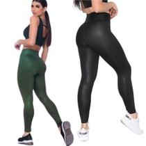 Kit 2 Calças Legging Feminina 3 D fitness levanta Empina Bumbum -Cintura Alta Kit 2 Calças Legging Feminina 3 D fitness levanta Empina Bumbum -Cintura Alta
