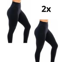 Kit 2 Calças Legging Feminina Academia Suplex Sport Dia Dia