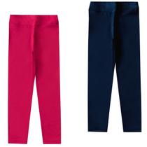 Kit 2 Calças Legging Flanelada Infantil Juvenil Menina Térmica Leg Suplex (Cotton) Peluciado Forrado Quentinha Inverno Tamanho 4 ao 16