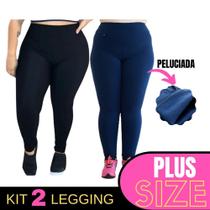 Kit 2 Calças Legging Peluciada Térmica Plus Size Suplex