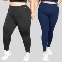 Kit 2 Calças Legging Plus Size Suplex Cintura Alta Fitness