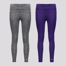 Kit 2 Calças Legging Rainha Classic UV 50+ Joy II Feminina Cinza e Roxa Kit 2 Calças Legging Rainha Classic UV 50+ Joy II Feminina Cinza e Roxa