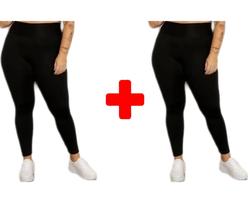 Kit 2 Calças Legging Suplex Flanelado Peluciado Plus Size Feminina G1 G2 G3 G4 Feminino