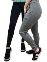 Kit 2 Calças Leggings Longa Suplex Ribana Infanto Juvenil