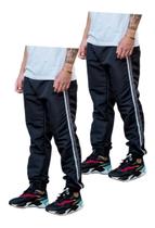 Kit 2 Calças Masc Tactel Jogger 1 Bolso Elastico Barra 017