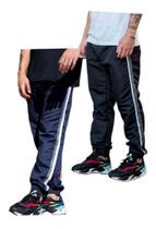 Kit 2 Calças Masc Tactel Jogger 1 Bolso Elastico Barra 017