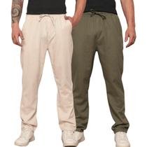 Kit 2 Calças Masculina em Linho Casual Social Homem Slim Festas Kit 2 Calças Masculina em Linho Casual Social Homem Slim Festas