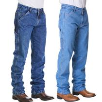 Kit 2 Calças Masculina HNO Jeans Carpinteira Costura Dupla Azul e Azul Claro