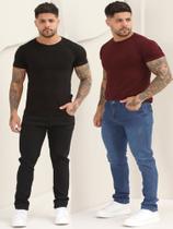 Kit 2 Calças Masculina Jeans Skinny Lisa Básica Com Elastano Kit 2 Calças Masculina Jeans Skinny Lisa Básica Com Elastano