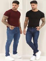 Kit 2 Calças Masculina Jeans Skinny Lisa Básica Com Elastano Kit 2 Calças Masculina Jeans Skinny Lisa Básica Com Elastano