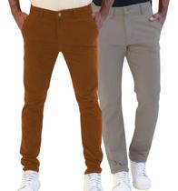 Kit 2 Calças Masculina Sarja Elastano Bolso Faca Pro Premium