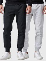 Kit 2 Calças Moletom Chumbo e Cinza Masculina Slim Interior Flanelado Super Conforto Benellys Kit 2 Calças Moletom Chumbo e Cinza Masculina Slim Interior Flanelado Super Conforto Benellys