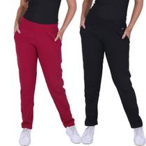Kit 2 calças moletom feminina algodão