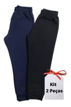 Kit 2 Calças Moletom Infantil Unissex Lisa Inverno Frio