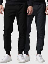 Kit 2 Calças Moletom Preto e Chumbo Masculina Slim Interior Flanelado Super Conforto Benellys Kit 2 Calças Moletom Preto e Chumbo Masculina Slim Interior Flanelado Super Conforto Benellys