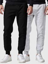 Kit 2 Calças Moletom Preto e Cinza Masculina Slim Interior Flanelado Super Conforto Benellys Kit 2 Calças Moletom Preto e Cinza Masculina Slim Interior Flanelado Super Conforto Benellys
