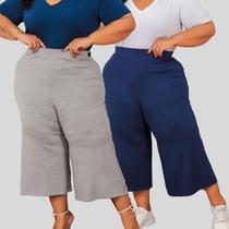 Kit 2 Calças Pantacourt Plus Size