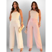 Kit 2 Calças Pantalona Duna Cintura Alta Folgadinha Primavera Verão P ao EXG Plus Size
