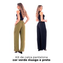 Kit 2 Calças Pantalona Feminina Cores Verde Musgo e Preto