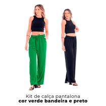 Kit 2 Calças Pantalona Feminina Duna Verde Bandeira E Preto