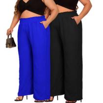 Kit 2 Calças Pantalona Wide Leg Parachute Balão Plus Size Casual Verão Linha Luxo