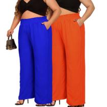 Kit 2 Calças Pantalona Wide Leg Parachute Feminina Plus Size Elegante Estilosa Linha Luxo