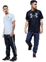 Kit 2 Calças Tactel Jogger Masc Punho Barra Promocional 417 Kit 2 Calças Tactel Jogger Masc Punho Barra Promocional 417