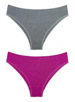 Kit/2 Calcinha Biquíni Delrio 5197 Feminina Sem Costura Canelada Microfibra T. P/GG