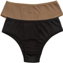 Kit 2 Calcinha Canelada Feminina Confortável Lingerie Básica Forro Algodão Dia A Dia Calsinha Kit 2 Calcinha Canelada Feminina Confortável Lingerie Básica Forro Algodão Dia A Dia Calsinha