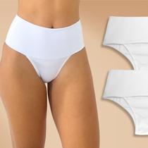Kit 2 Calcinha Feminina Modeladora Cós Alto Branca Rupee