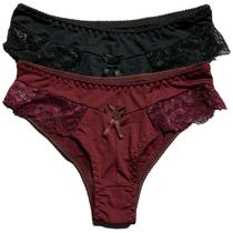 Kit 2 Calcinha Tanga Fristyle Em Microfibra Com Renda Lisa Adulto Kit 2 Calcinha Tanga Fristyle Em Microfibra Com Renda Lisa Adulto