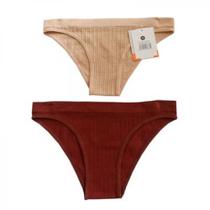 Kit 2 Calcinhas Ashley G Bege/Chocolate - Basic+