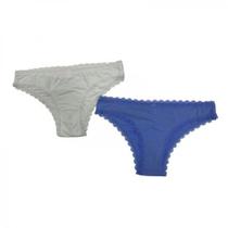 Kit 2 calcinhas basic+ lingerie azul celeste/branco p - Não Disponível