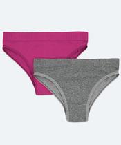 Kit 2 Calcinhas Biquíni Canelada Sem Costura DelRio-13468