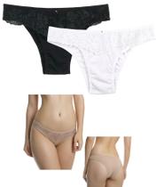Kit 2 calcinhas em cotton com renda linda p ao gg