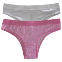 Kit 2 Calcinhas Estampa Folhas Rosa Ântico Lisa Branco GG Basic+ Kit 2 Calcinhas Estampa Folhas Rosa Ântico Lisa Branco GG Basic+