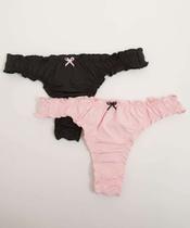 Kit 2 Calcinhas Fio Dental Franzida Laço Marisa-31159 Kit 2 Calcinhas Fio Dental Franzida Laço Marisa-31159