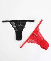 Kit 2 Calcinhas Fio Dental Renda Marisa Vermelho-87105