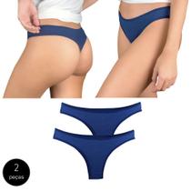 Kit 2 Calcinhas Fio Dental Try Basics Algodão Cotton Básica Lisa Moda Lingerie