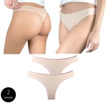 Kit 2 Calcinhas Fio Dental Try Basics Algodão Cotton Básica Lisa Moda Lingerie