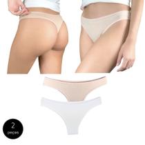 Kit 2 Calcinhas Fio Dental Try Basics Algodão Cotton Básica Lisa Moda Lingerie