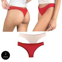 Kit 2 Calcinhas Fio Dental Try Basics Algodão Cotton Básica Lisa Moda Lingerie