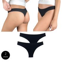 Kit 2 Calcinhas Fio Dental Try Basics Algodão Cotton Básica Lisa Moda Lingerie