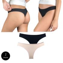 Kit 2 Calcinhas Fio Dental Try Basics Algodão Cotton Básica Lisa Moda Lingerie Kit 2 Calcinhas Fio Dental Try Basics Algodão Cotton Básica Lisa Moda Lingerie