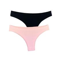 Kit 2 Calcinhas Fio Dental Try Basics Algodão Cotton Básica Lisa Moda Lingerie