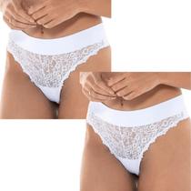 Kit 2 Calcinhas Fio Dental Vanille DeMillus Renda Cós Duplo